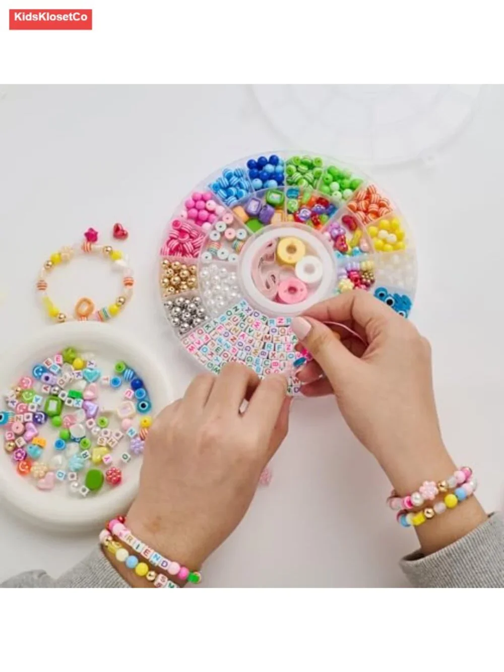 594Pcs DIY Bracelet Making Kit with Letter Flower Heart Beads, Friendship - Picture 4 of 5